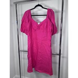The Drop Women's Pink Puff Sleeve Dress - Size L